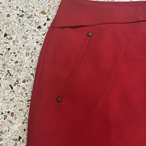 Arnoldo Bassini red faux wrap skirt side zip lined Small s stud - Picture 2 of 7